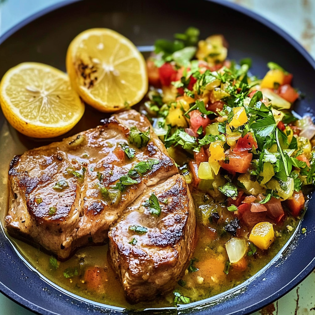 Côte de veau marinée au piment de Cayenne 3 Côte de veau marinée au piment de Cayenne sur assiette rustique